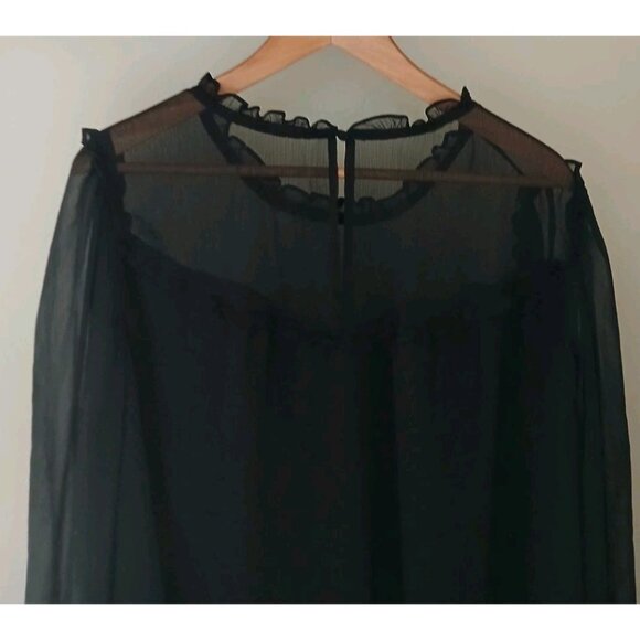 Torrid Crinkle Chiffon Ruffle Blouson Sleeve Blouse Size 2 2X 18 20 Black Work - Picture 7 of 10